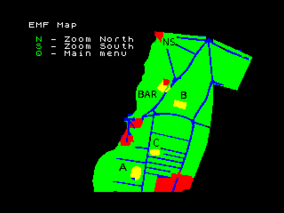 Screenshot of EMFInfo running on ZX Spectrum 48k